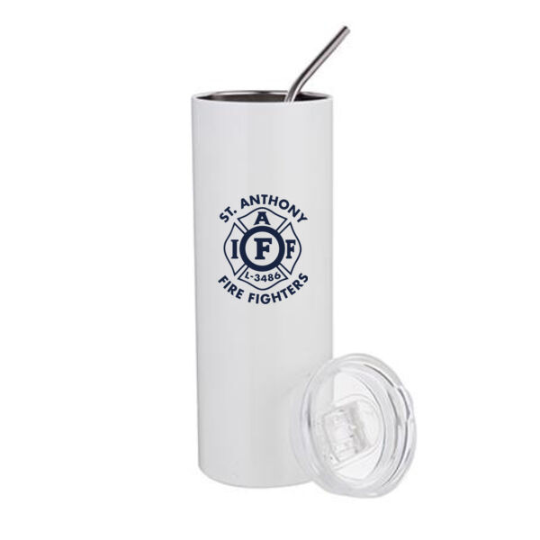 20oz Stainless Steel Tumbler W/Straw & Lid - Sublimated Logo Thumbnail